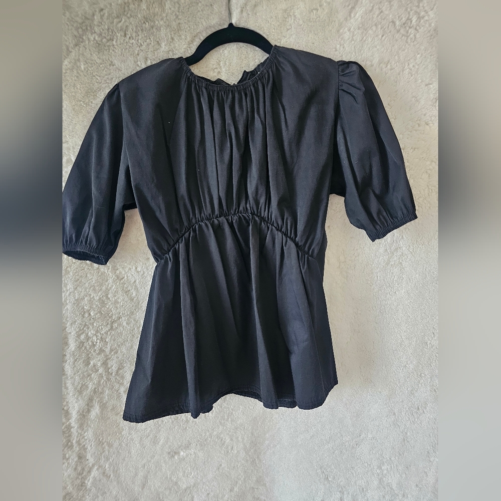 PrettyLittleThing Gray Ruched Puff Sleeve Blouse